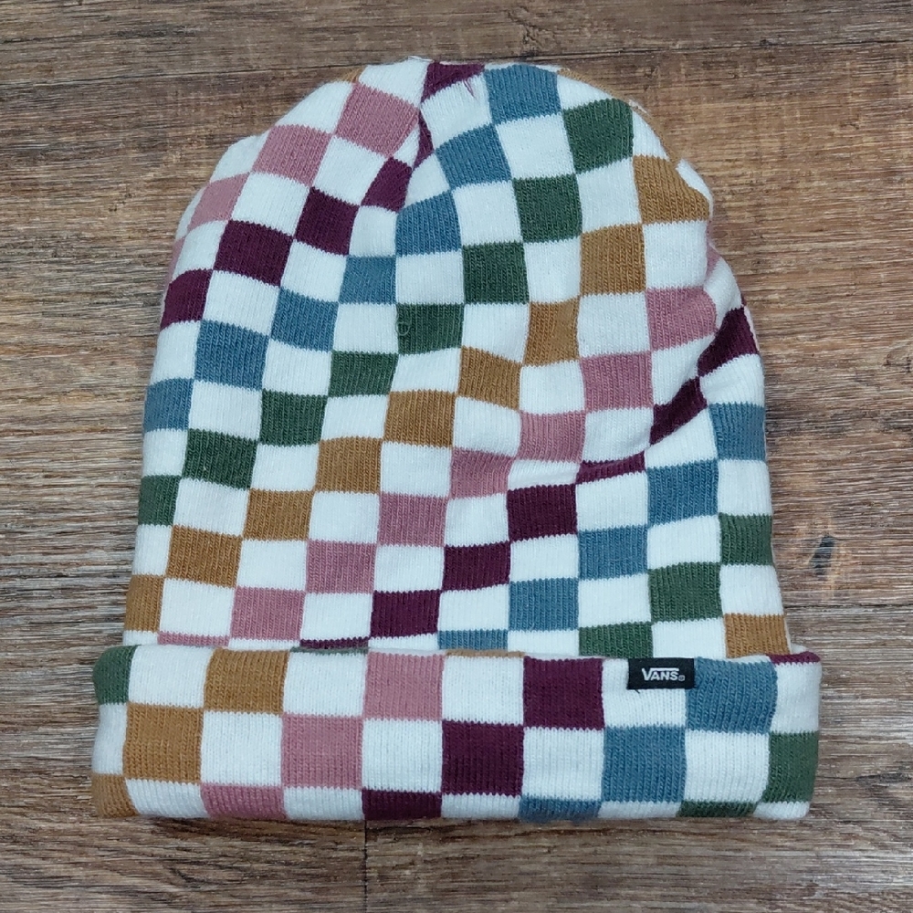 Vans Checkerboard Knit Breaking Curfew Beanie in Multi Colors